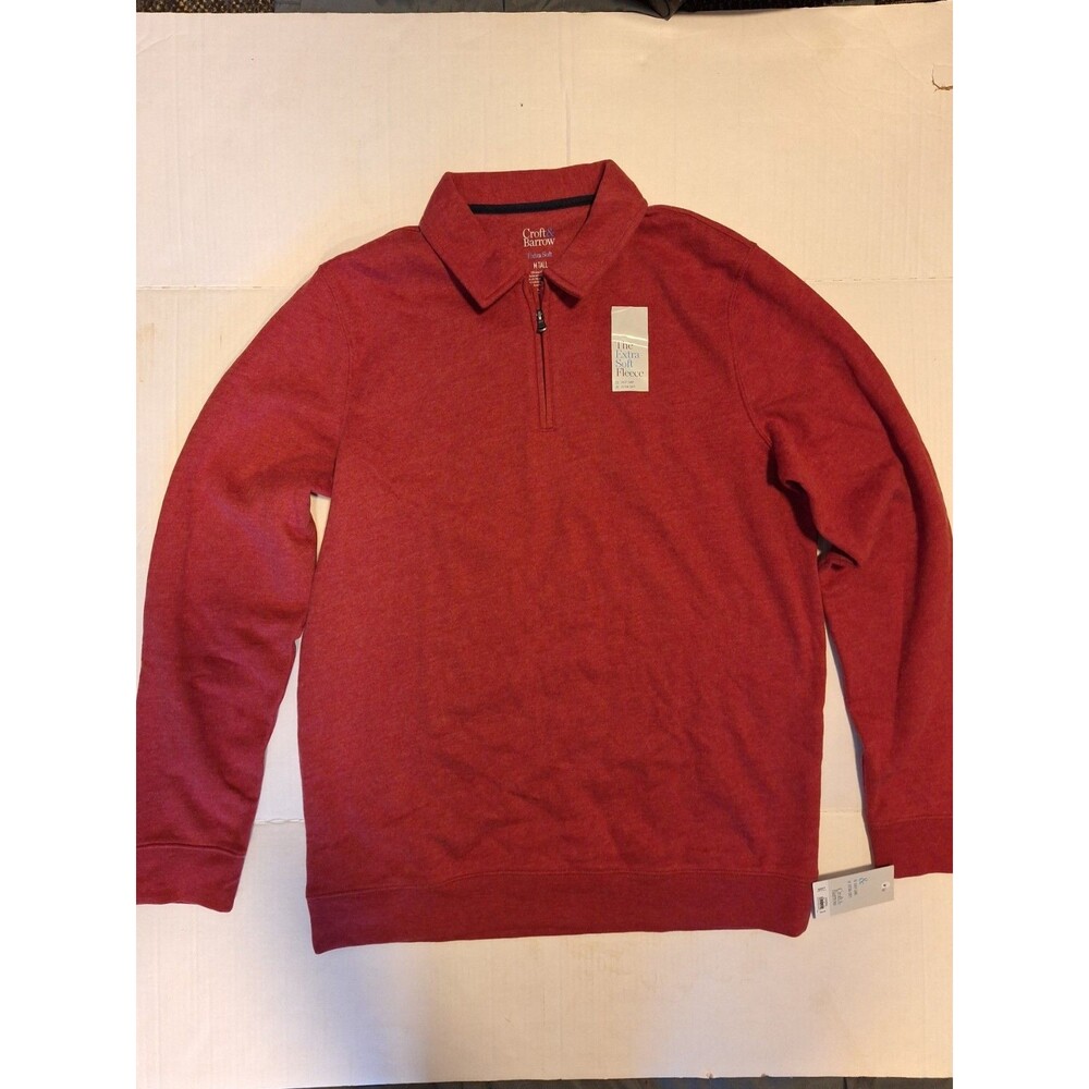 New Croft & Barrow Mens Medium Tall Fleece Pullover Sweater 1/4 Zip Extra Soft